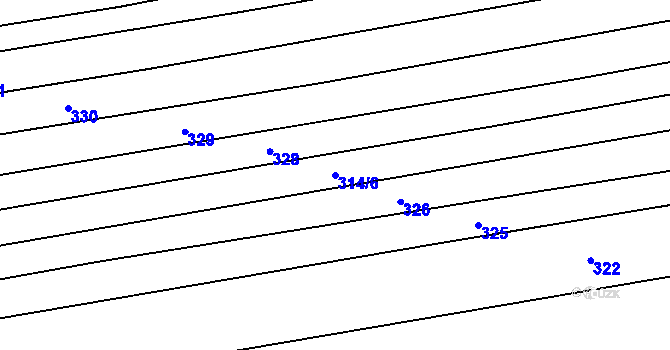 Parcela st. 314/6 v KÚ Mistřice II, Katastrální mapa