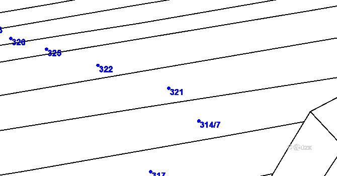 Parcela st. 321 v KÚ Mistřice II, Katastrální mapa