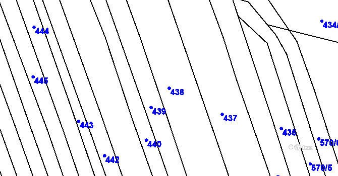 Parcela st. 438 v KÚ Mistřice II, Katastrální mapa