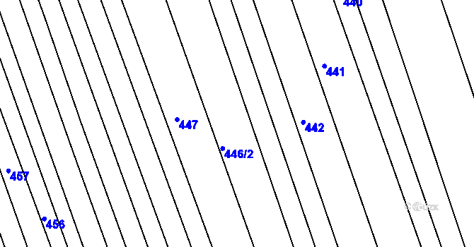 Parcela st. 446/1 v KÚ Mistřice II, Katastrální mapa