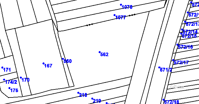 Parcela st. 562 v KÚ Mistřice II, Katastrální mapa