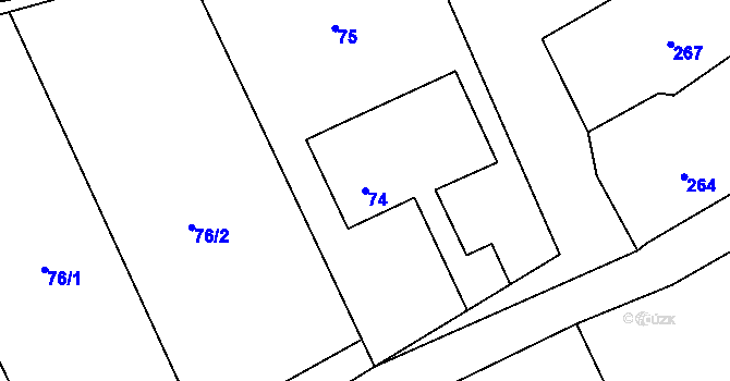 Parcela st. 74 v KÚ Koňákov, Katastrální mapa