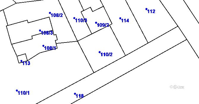 Parcela st. 110/2 v KÚ Koňákov, Katastrální mapa