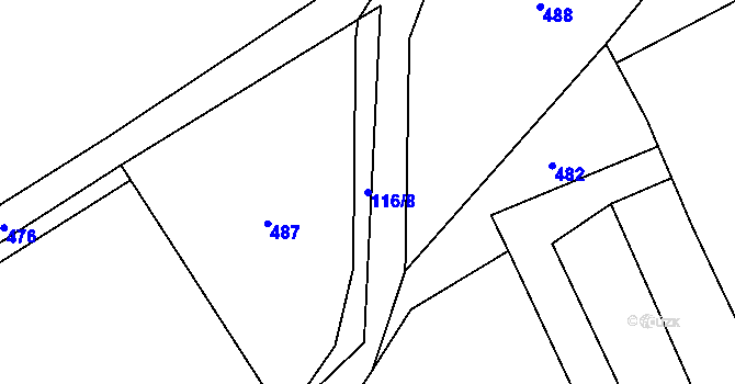 Parcela st. 116/8 v KÚ Koňákov, Katastrální mapa