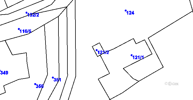 Parcela st. 121/2 v KÚ Koňákov, Katastrální mapa
