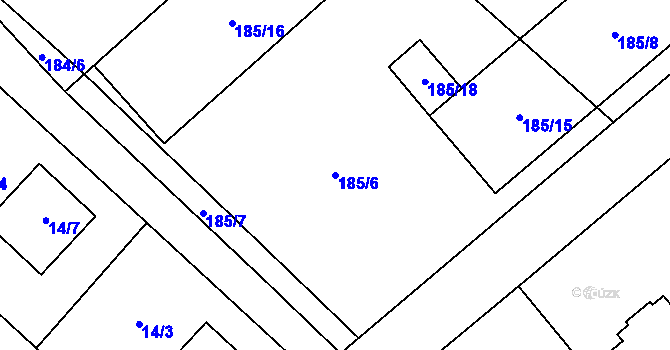 Parcela st. 185/6 v KÚ Koňákov, Katastrální mapa