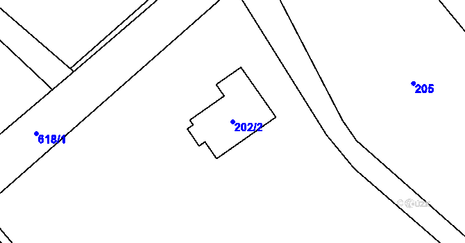 Parcela st. 202/2 v KÚ Koňákov, Katastrální mapa