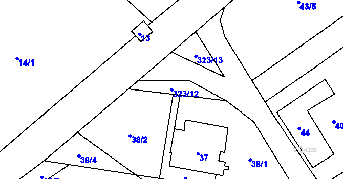 Parcela st. 323/12 v KÚ Koňákov, Katastrální mapa