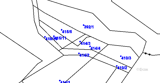 Parcela st. 414/3 v KÚ Koňákov, Katastrální mapa