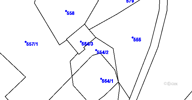 Parcela st. 554/2 v KÚ Koňákov, Katastrální mapa