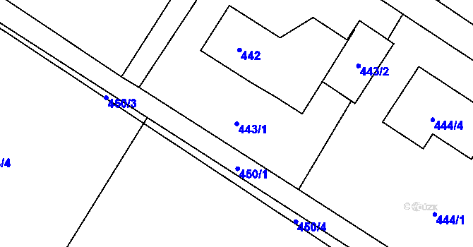 Parcela st. 443/1 v KÚ Koňákov, Katastrální mapa
