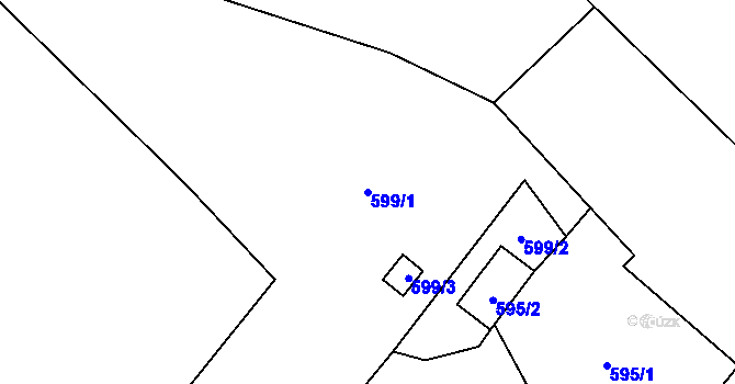 Parcela st. 599/1 v KÚ Koňákov, Katastrální mapa