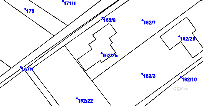 Parcela st. 162/25 v KÚ Koňákov, Katastrální mapa
