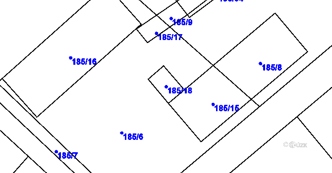 Parcela st. 185/18 v KÚ Koňákov, Katastrální mapa