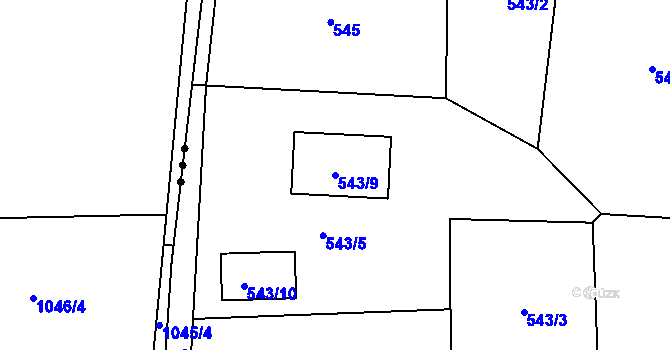 Parcela st. 543/9 v KÚ Koňákov, Katastrální mapa