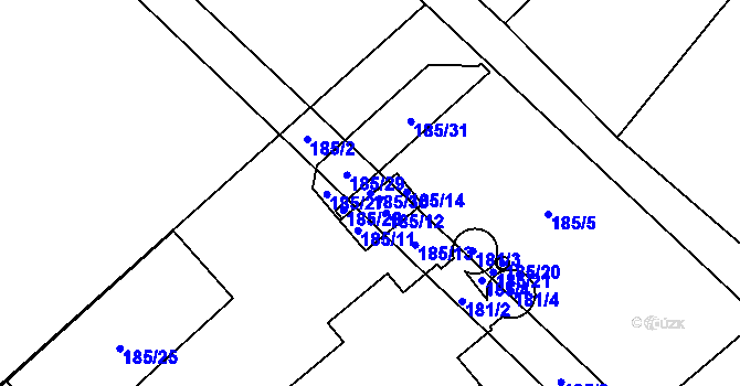 Parcela st. 185/30 v KÚ Koňákov, Katastrální mapa