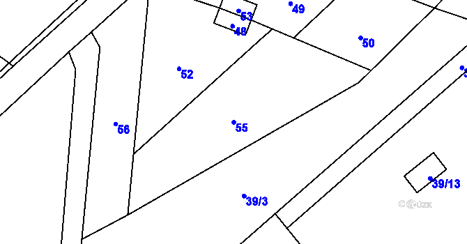 Parcela st. 55 v KÚ Mistřovice, Katastrální mapa