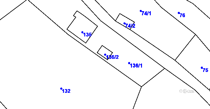 Parcela st. 136/2 v KÚ Mistřovice, Katastrální mapa