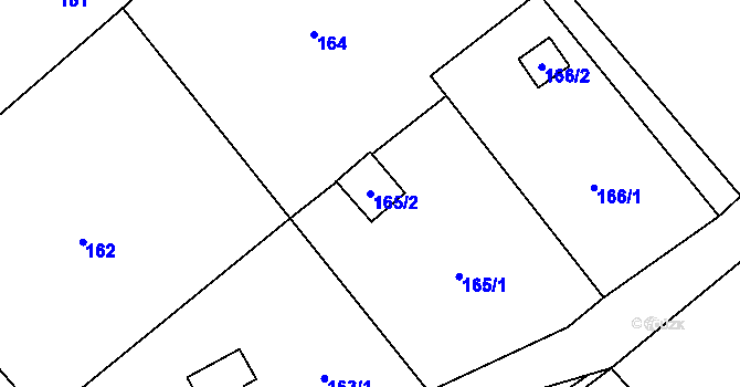 Parcela st. 165/2 v KÚ Mistřovice, Katastrální mapa