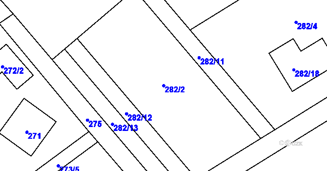 Parcela st. 282/2 v KÚ Mistřovice, Katastrální mapa