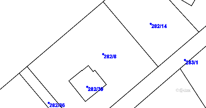 Parcela st. 282/8 v KÚ Mistřovice, Katastrální mapa