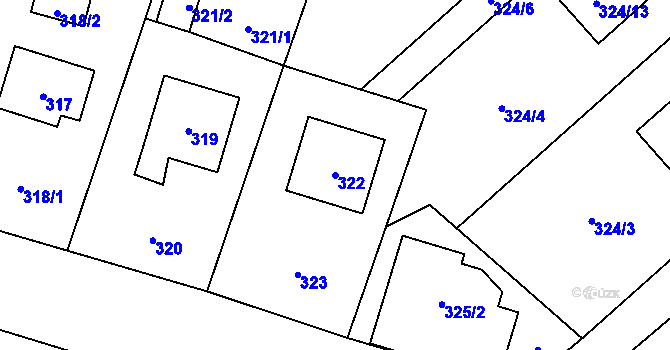 Parcela st. 322 v KÚ Mistřovice, Katastrální mapa