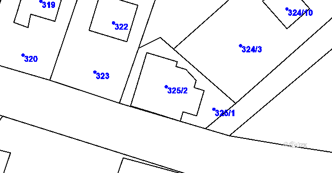 Parcela st. 325/2 v KÚ Mistřovice, Katastrální mapa