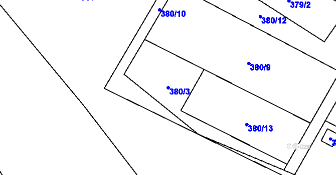 Parcela st. 380/3 v KÚ Mistřovice, Katastrální mapa