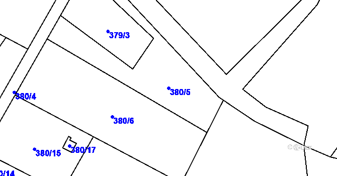 Parcela st. 380/5 v KÚ Mistřovice, Katastrální mapa
