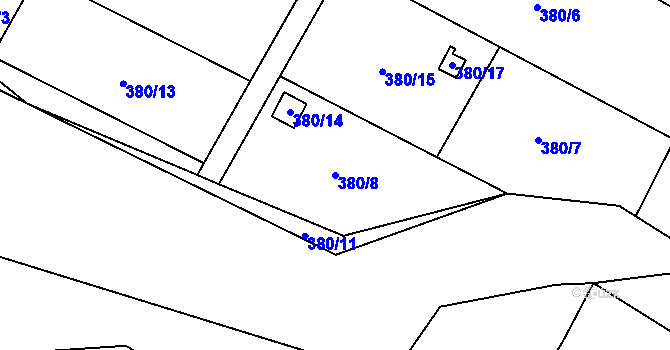 Parcela st. 380/8 v KÚ Mistřovice, Katastrální mapa