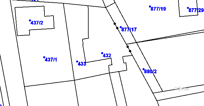 Parcela st. 432 v KÚ Mistřovice, Katastrální mapa