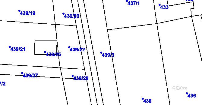 Parcela st. 439/3 v KÚ Mistřovice, Katastrální mapa