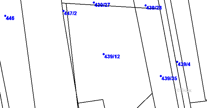 Parcela st. 439/12 v KÚ Mistřovice, Katastrální mapa