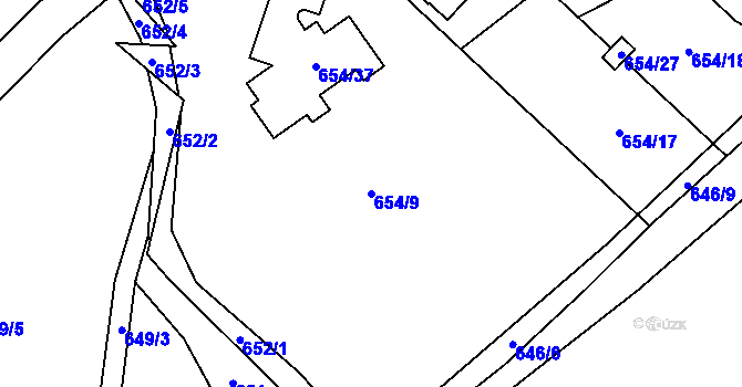 Parcela st. 654/9 v KÚ Mistřovice, Katastrální mapa
