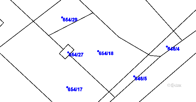 Parcela st. 654/18 v KÚ Mistřovice, Katastrální mapa