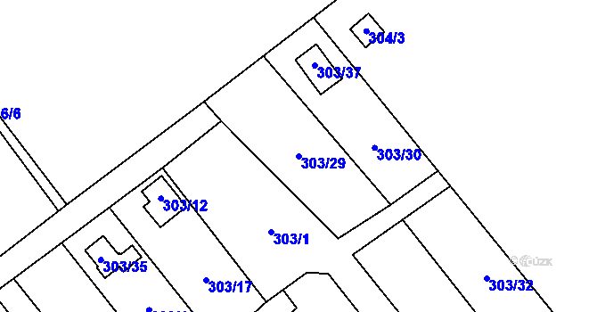 Parcela st. 303/29 v KÚ Mistřovice, Katastrální mapa