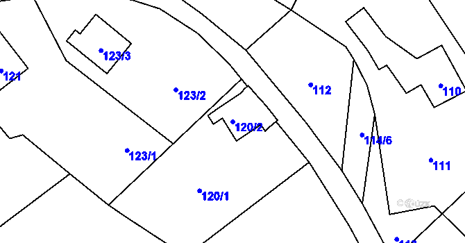 Parcela st. 120/2 v KÚ Mistřovice, Katastrální mapa