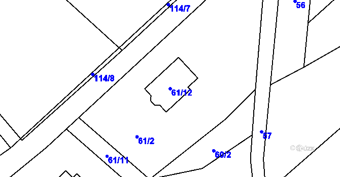 Parcela st. 61/12 v KÚ Mistřovice, Katastrální mapa