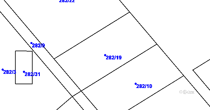 Parcela st. 282/19 v KÚ Mistřovice, Katastrální mapa