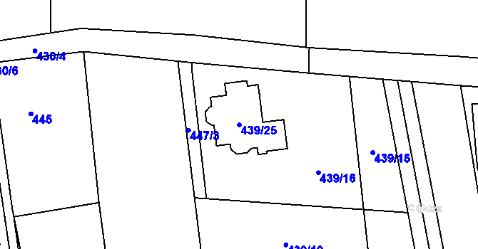 Parcela st. 439/25 v KÚ Mistřovice, Katastrální mapa