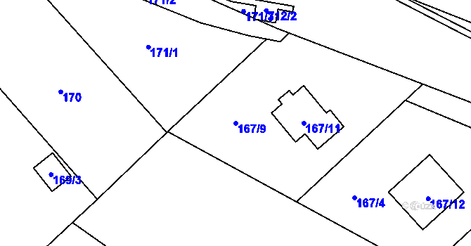 Parcela st. 167/9 v KÚ Mistřovice, Katastrální mapa