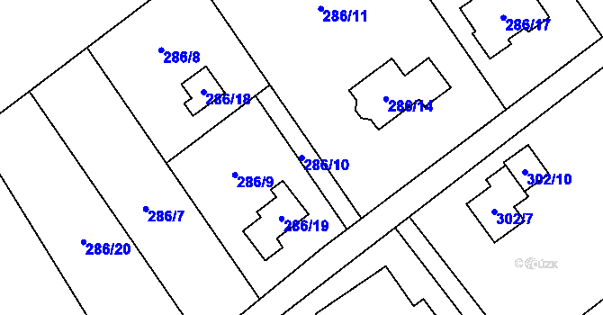 Parcela st. 286/10 v KÚ Mistřovice, Katastrální mapa