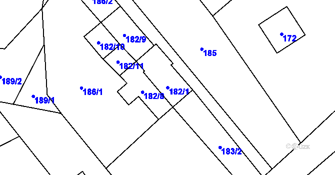 Parcela st. 182/1 v KÚ Mistřovice, Katastrální mapa