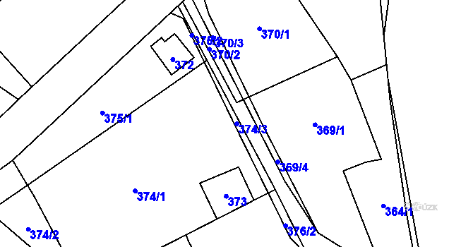 Parcela st. 374/3 v KÚ Mosty u Českého Těšína, Katastrální mapa