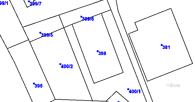 Parcela st. 398 v KÚ Mosty u Českého Těšína, Katastrální mapa