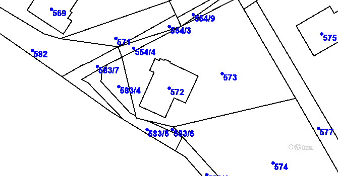 Parcela st. 572 v KÚ Mosty u Českého Těšína, Katastrální mapa