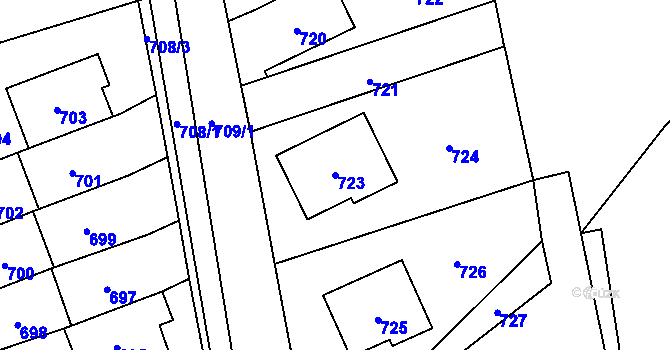 Parcela st. 723 v KÚ Mosty u Českého Těšína, Katastrální mapa