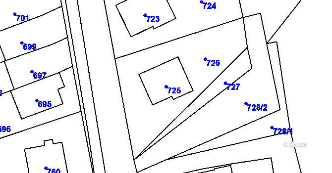 Parcela st. 725 v KÚ Mosty u Českého Těšína, Katastrální mapa