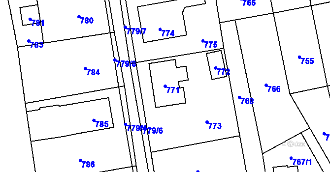 Parcela st. 771 v KÚ Mosty u Českého Těšína, Katastrální mapa