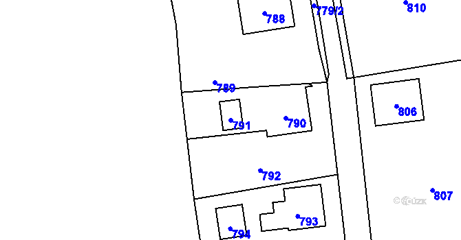 Parcela st. 791 v KÚ Mosty u Českého Těšína, Katastrální mapa